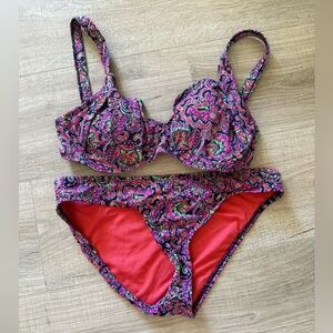 Title Nine Bikini Set 36D M Multicolor Paisley Made in USA